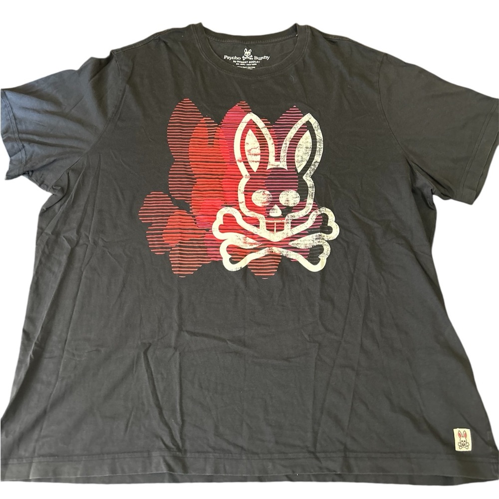 Mens Pyscho Bunny Navy Blue Big Bunny Logo Graphic T-shirt Size 3XL 3 Xlarge